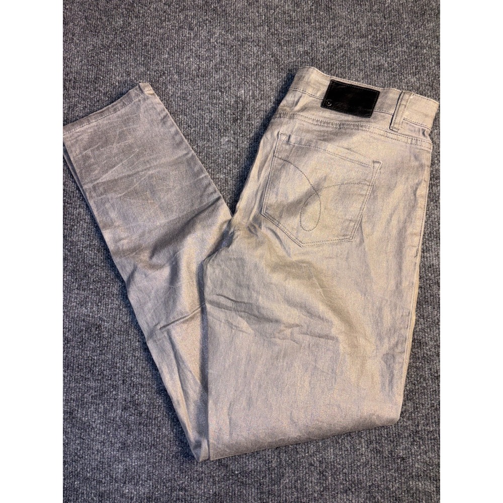 Calvin Klein Legging Jeans Womens 29 Silver Denim Mid Rise Flat Front Streetwear